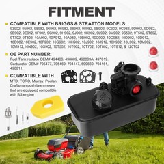 498809 Carburetor Fuel Gas Tank For Briggs Stratton Series 494406 794161 498811