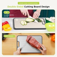 Titanium Cutting Board, Double~Sided, 15×10.3 in, Non~Porous, Odor Resistant