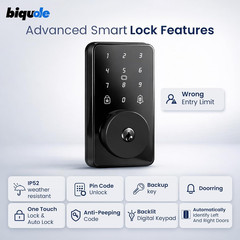 Keyless Entry Door Lock with Keypad, Smart Deadbolt Lock for Front Door with 2