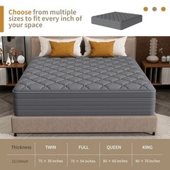 12″ 14″ Mattress in a Box Gel Memory Foam Pocket Spring Twin Full Queen King
