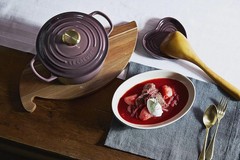 Le Creuset Cocotte Ronde 24cm Fig Cast Iron Silver knob France 4.2L New