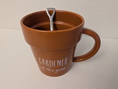 Gift Idea ‘Gardner of the Year’ – Unique Hand Wash Only MUG w/ Shovel Stirrer