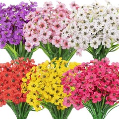 24 Bundles Artificial Flowers for Outdoors, Fake Silk Flowers UV Resistant Faux