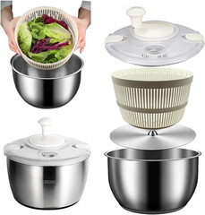 Large 5.3QT Salad Spinner – Quick Spin & Drain, Multi-Use Colander