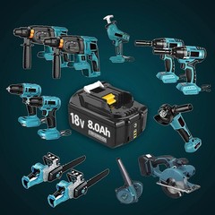 2PC BL1860B 8.0Ah Kit for Makita 18V Lithium-Ion tool Battery with Charger Combo