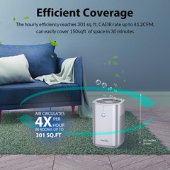 Home Air Purifier for Allergies Pet True HEPA Large Room Air Cleaner Smoke Eater
