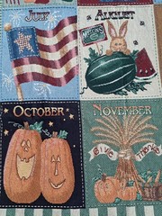 VINTAGE Vicky Howard “12 Months Of The Year” THROW BLANKET Tapestry 52” X 71”