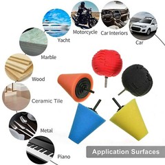 Foam Drill Polishing Cone Ball Pads Kit Car Hub Waxing Buffing Wheel Polisher 4″