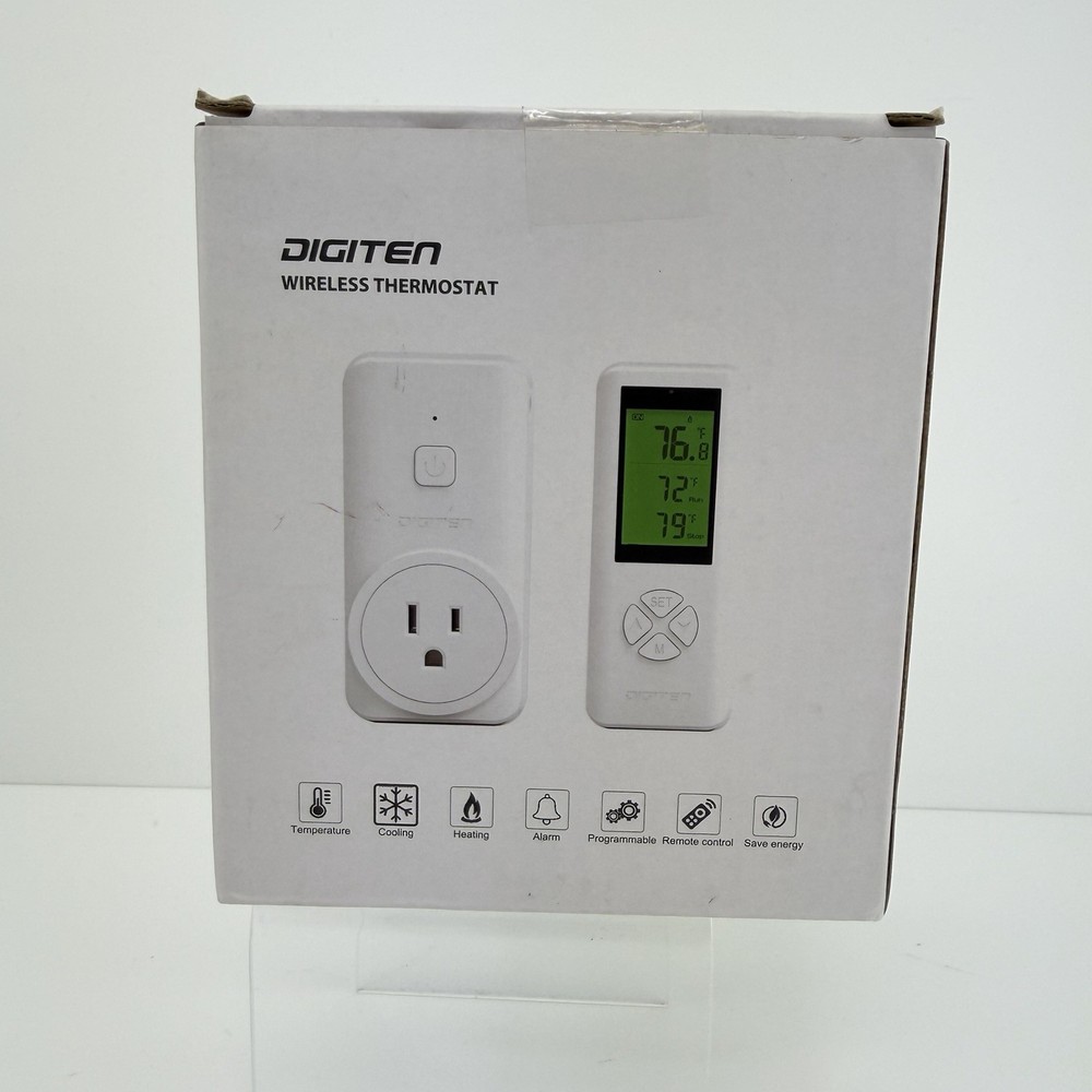 DIGITEN WTC100 Wireless Thermostat Outlet Digital White Remote Control Save