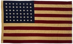 VINTAGE COTTON 48 STAR AMERICAN FLAG – 3 X 5 OLD GLORY SEWN AND EMBROIDERED USA