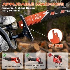 15 in Reciprocating Saw Blades 6TPI Arc Edge Wood Pruning Japanese Teeth 6Pack