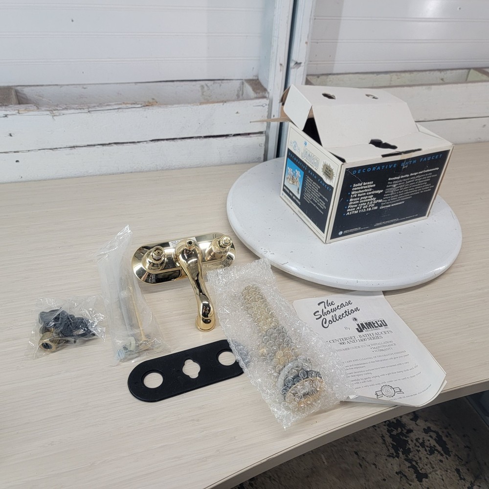 NOS Jameco BS1402G 24K Gold Finish Bathroom Faucet Complete In Box Vintage 1991