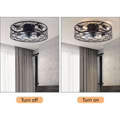 18.5″ Flush Mount Ceiling Fan with Light Pendant Lamp With Remote Control 60W