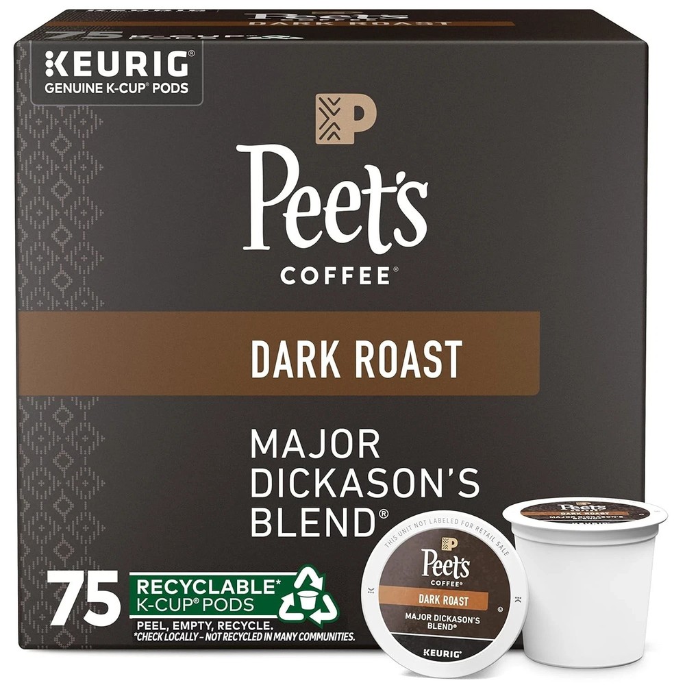 Peet’s Coffee, Dark Roast Keurig K-Cup Pods- Major Dickason’s Blend 75 Count