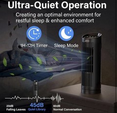 13” Tower Fan for Bedroom, Quiet Cooling Desk Fan with Remote, 80° Oscillating