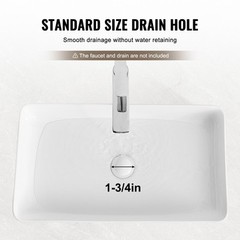 VEVOR Modern Ceramic Vessel Sink 24″x13.8″ Bathroom Vanity Bowl Countertop White