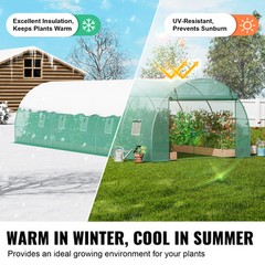 VEVOR Walk-in Tunnel Greenhouse 29.2×9.7×6.5ft Galvanized Frame PE Cover Green