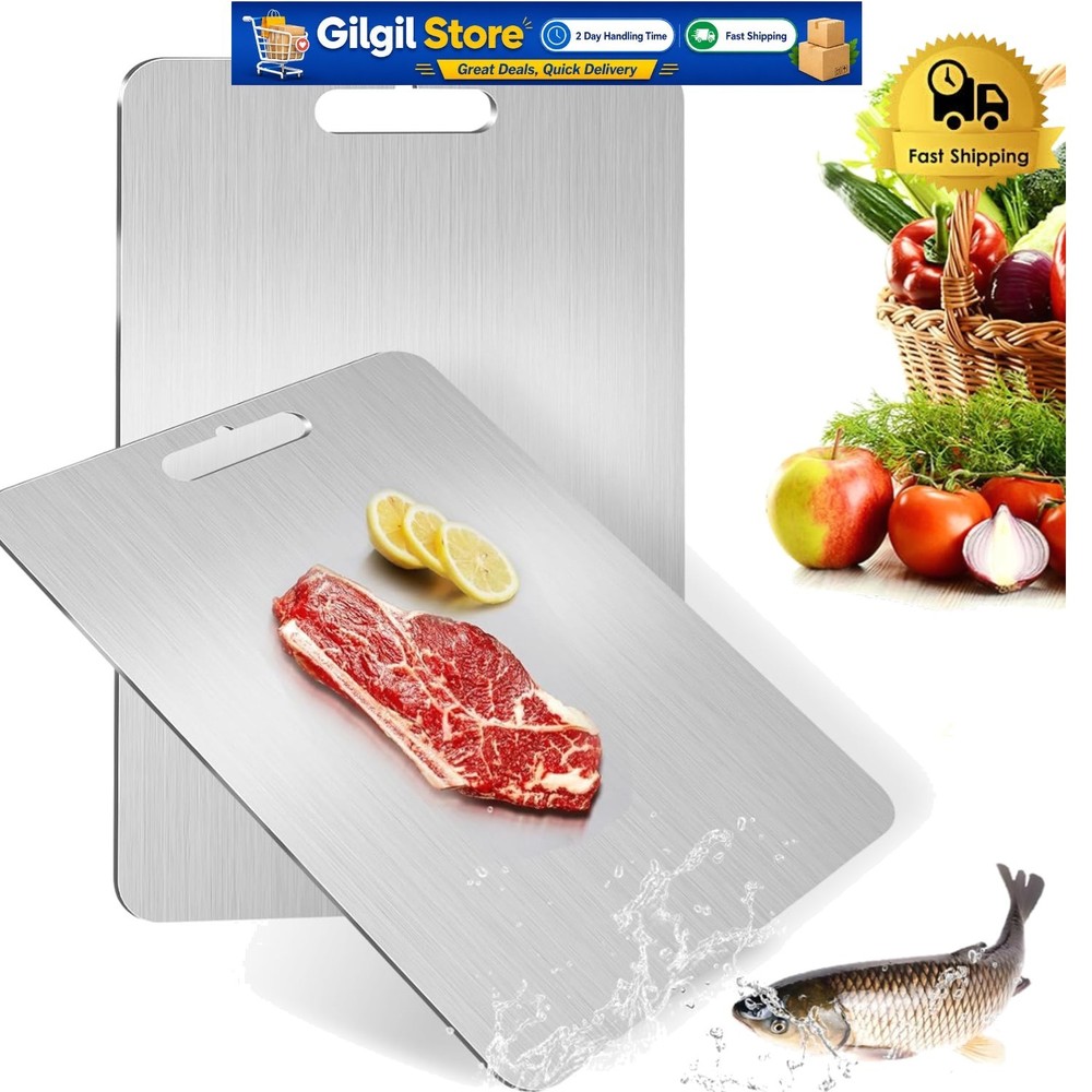 Titanium Cutting Board 100% Pure Non-Stick Double-Sided 11×15.5″ in for Kitchen