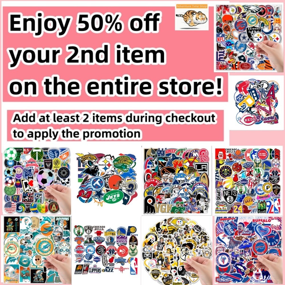 50 Pcs Stickers NFL MLB NBA Soccer Teams LOGO Sports ” Buy One get 2nd 50% Off “