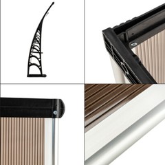Window Awning Front Door Eaves Canopy Polycarbonate Roof Cover 40” /80”/120”