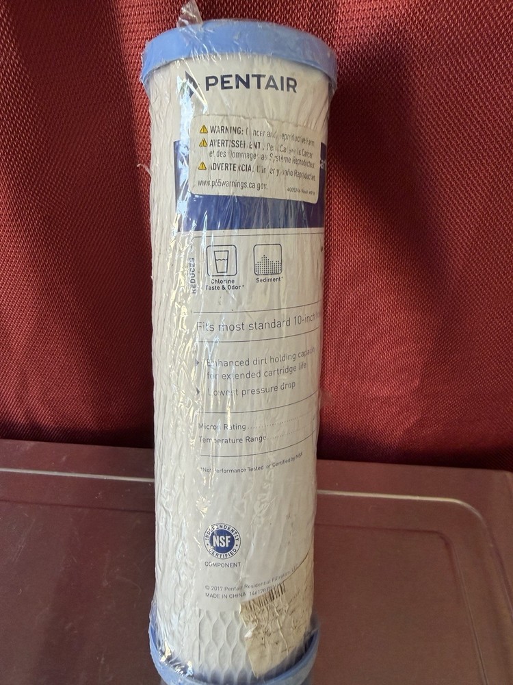 Pentair 10″ 10 Micron Sediment/Carbon Block Cartridge, Chlorine Taste/Odor