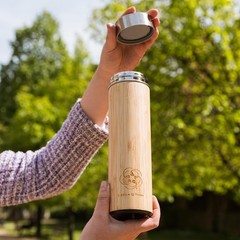 Leela Quantum Water Bottle in bamboo design, Vacuum Seal Leak-proof Lid, Cold…