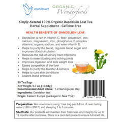 Organic Dandelion Leaf (Diente de Leon) Premium Herbal Tea 30 Bags Caffeine Free