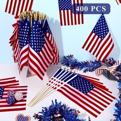 Preboun 400 PCS American Flag Bulk, 8 x 12 Inches Small US on Stick Flags Bulk M