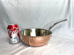 Mauviel 1830 Copper 8 ½” M’6 Chefs Pan Round Bottom 2qt Stainless Steel Handle