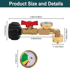 1Lb To 20Lb Tank Propane Refill Adapter Kit With Gauge And ON-Off Control Valve