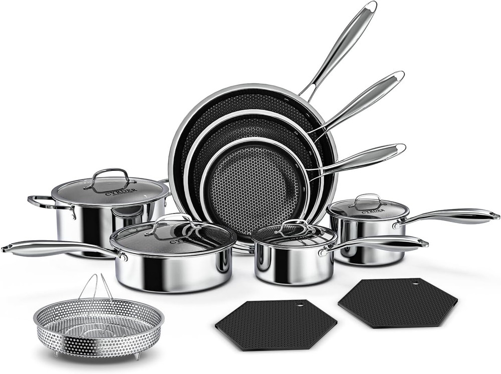 14-Piece Nonstick Hybrid Hex Cookware Set – Induction & Oven Safe, PFOA Free
