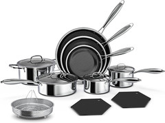 14-Piece Nonstick Hybrid Hex Cookware Set – Induction & Oven Safe, PFOA Free