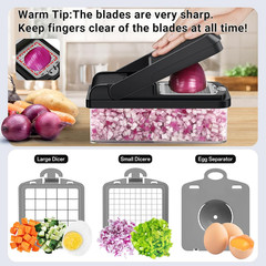 12-in-1 Vegetable Chopper Kitchen Gadget w/ 7 Blades Onion Cutter