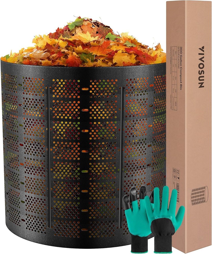 VIVOSUN 300gal Garden Compost Bin Reusable Outdoor Backyard Expandable HDEP