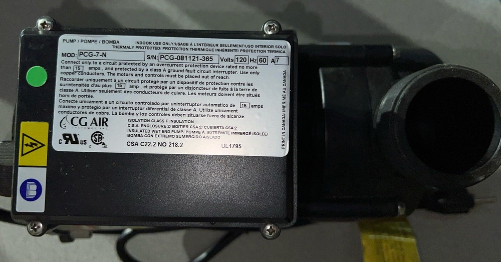 CG AIR PCG-7-N 120 VOLTS 60HZ 7A Pump Pool New No Box