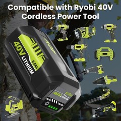 8.0Ah Battery 40 Volt for Ryobi 40V Lithium OP40602 Battery with LED / Charger