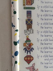VTG Handmade Cross Stitch Sampler Children Learn What They Live Framed Art Decor