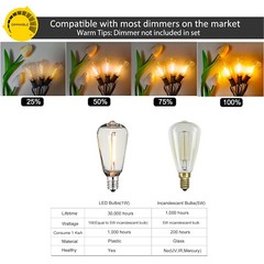 50FT – 500FT LED Outdoor String Lights Dimmable Waterproof ST38 LED Patio Lights