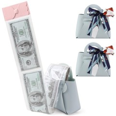 2 PCS Blue Leather Money Pull Box For Cash With Ribbon And 30 PCS Bags