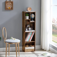 42.2in Bookcase 4 Tier 5 Cube Cupboard Wooden Display Open Bookshelf Morden Unit