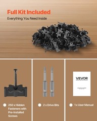 VEVOR 250PCS Hidden Deck Fasteners for Composite Decking Universal T Clips Black