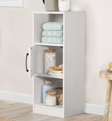 Mainstays Ardent 3 Tier Storage Tower with Door White Shelves