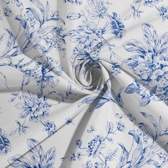 60″ x 102″ Blue French Toile Pattern Polyester Rectangular Tablecloth