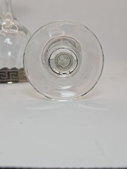 Six Vtg Versace Style Wine Glass Goblet Silver Greek Key Design 6.75 In Art Deco