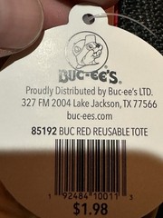 Buc-ees Grocery Bag Handle Black Red Beaver Travel Shopping Tote New Gift Bag