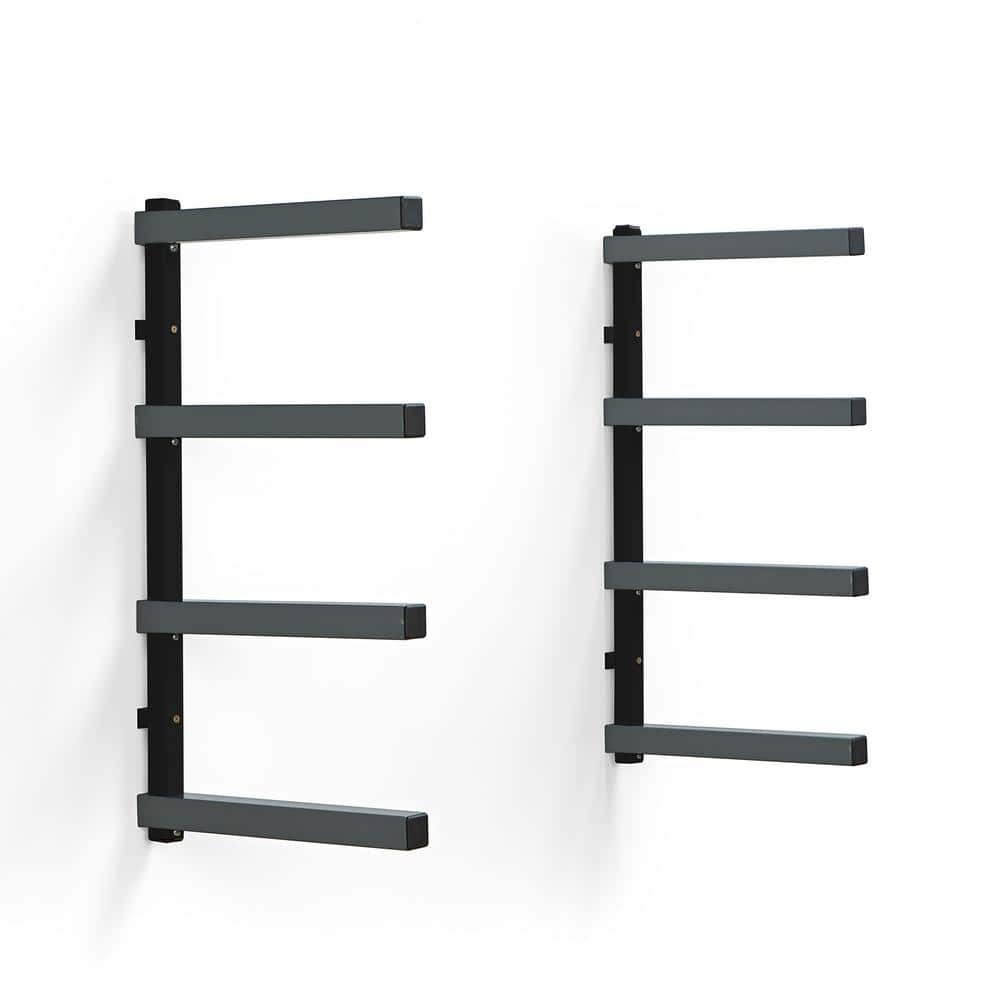 BORA 24.25 in. H x 72 in. W x 12.5 in. D Black/Gray 4-Level Garage Wall Rack