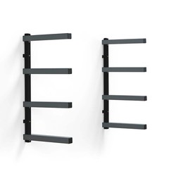 BORA 24.25 in. H x 72 in. W x 12.5 in. D Black/Gray 4-Level Garage Wall Rack