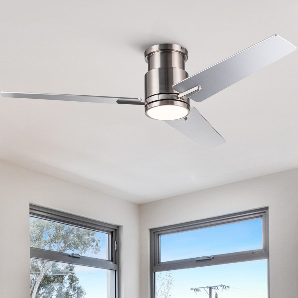 52″ Brushed Nickel Low Profile Ceiling Fan with Light Energy Saving Fan NEW