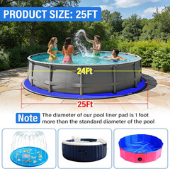 24FT Pool Ground Cloth, 12X12 Mesh Heavy Duty Pool Liner Pad with Anti-Aging PE,