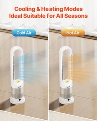26″ Bladeless Tower Fan Heating Cooling Remote Control Timer Oscillating 8 Speed
